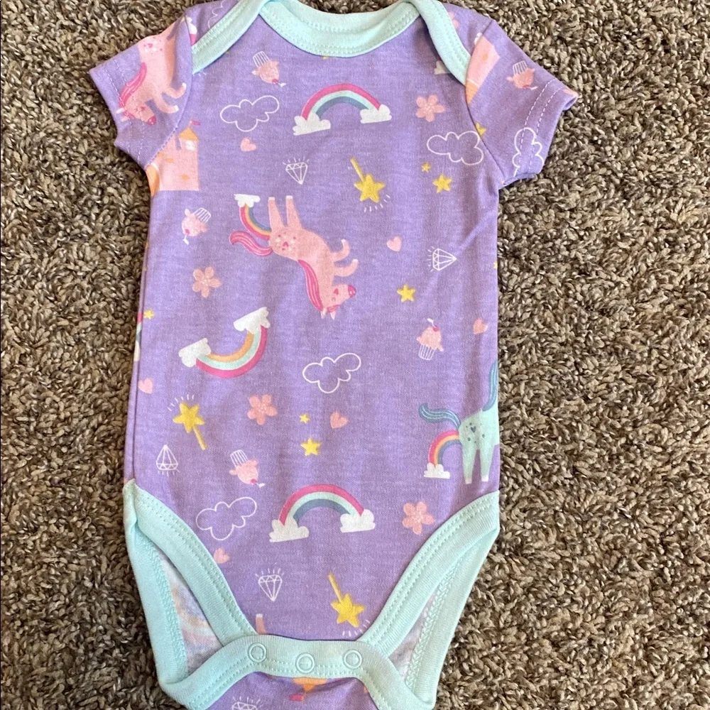Baby Girl Unicorn Onesie Bundle 0-3 Month Lot of Four